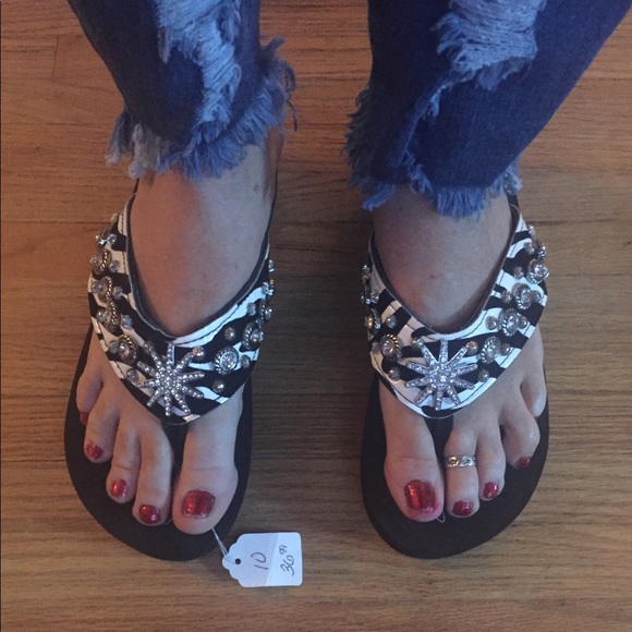 bling wedge flip flops